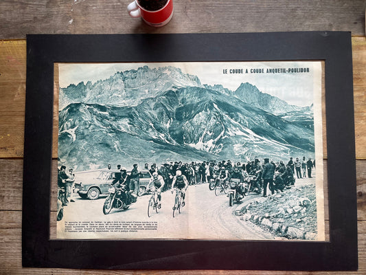 Tour de France vintage print -Jacques Anquetil Raymond Poulidor Galibier 1965