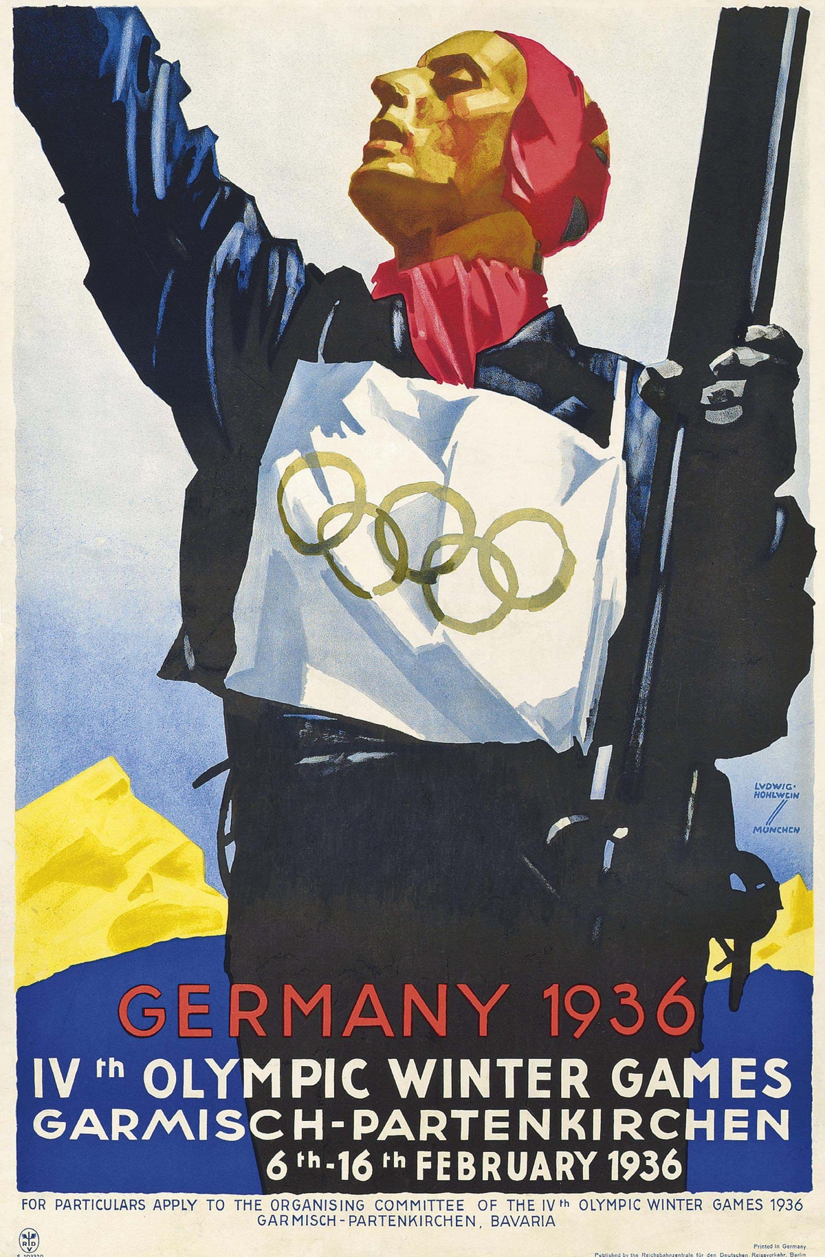 1936 Germany Winter Olympics poster by Ludwig Hohlwein