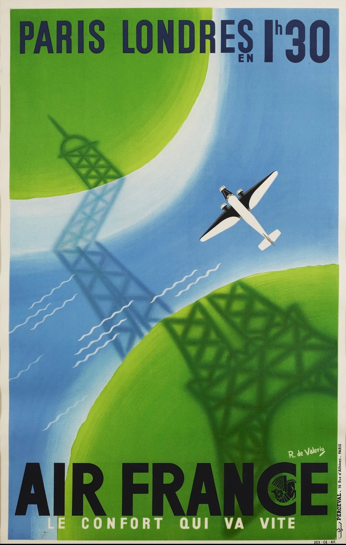 Air France Paris to London travel poster 1920s