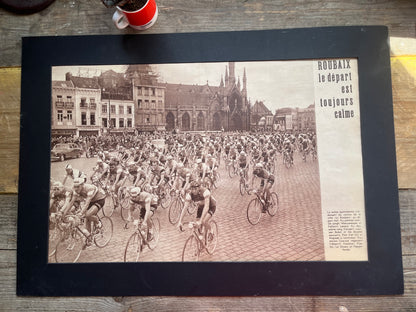 Vintage Cycling Print - Paris-Roubaix Race, Original 1959