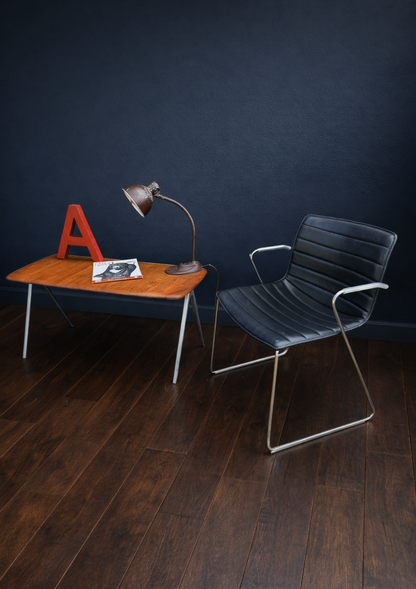 1950s James Leonard ESA side Table with reclaimed elm top