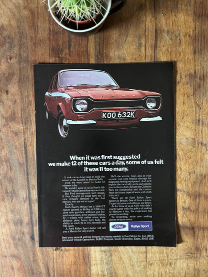 Ford Escort MK1 Mexico original magazine advertisement 1971