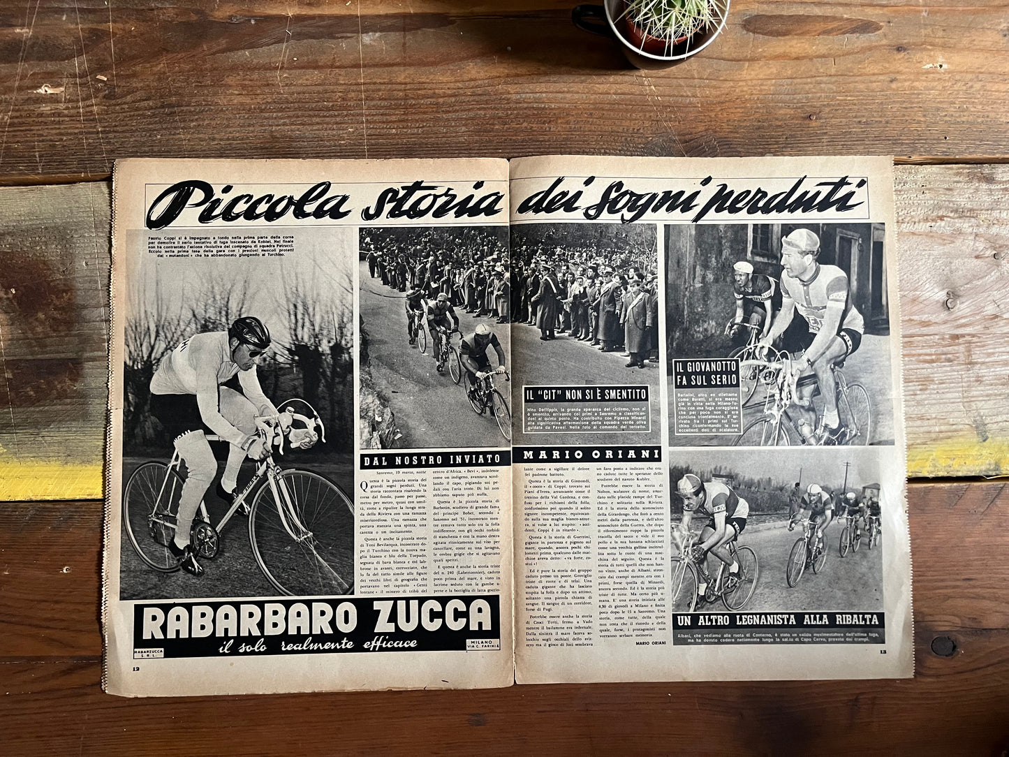 Vintage Cycling Print - 1953 Milan San Remo Fausto Coppi
