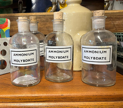 Vintage Ammonium Molybdate chemical bottle / Vase - 36 available