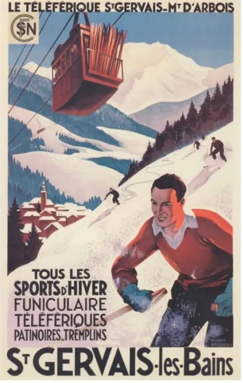 St Gervais les Bains Ski Resort poster France 1930s