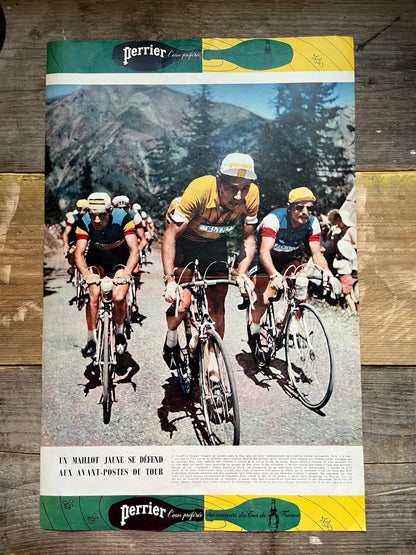 Vintage Tour de France/ Perrier Jacques Anquetil vintage cycling poster 1958