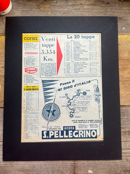 San Pellegrino Giro d'italia Map 1961
