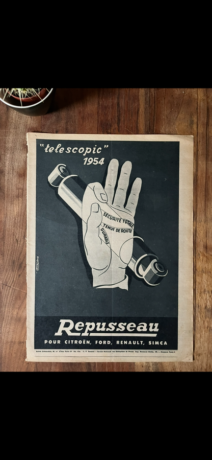Vintage french 1954 “Repusseau” car advertisement