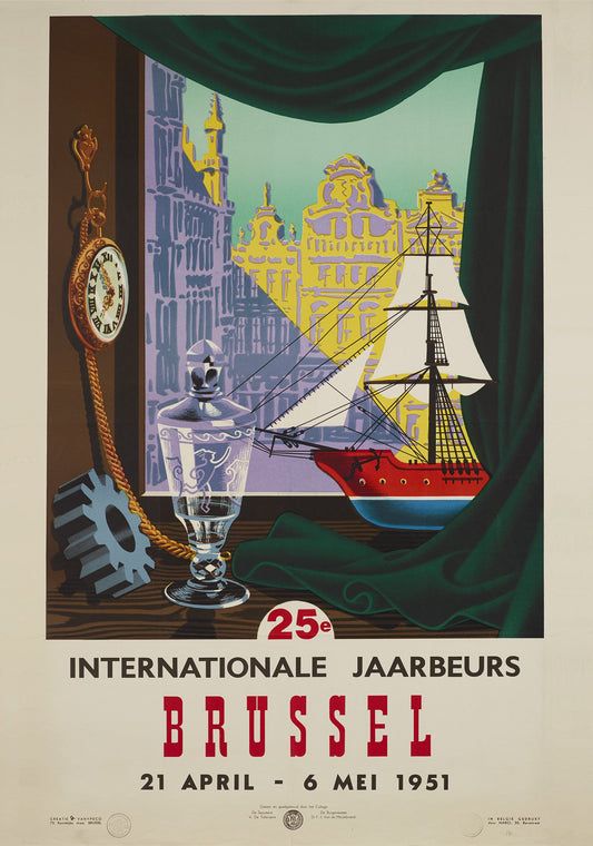 Belgian vintage advertising poster - 5e Internationale Jaarbeurs Brussel
