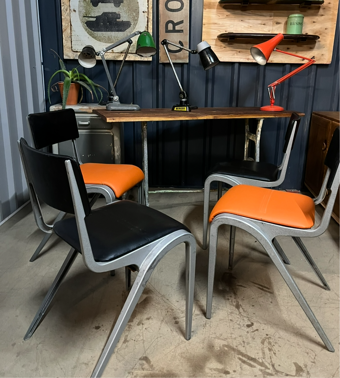 Esavian stacking chairs by James Leonard for ESA set of four