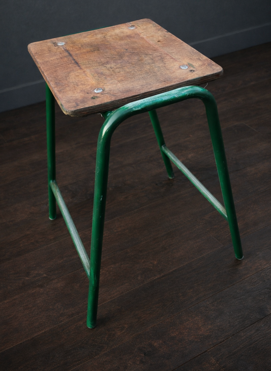 Vintage School Lab Stool - Green 40 available