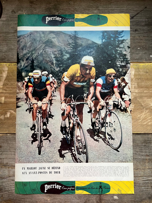 Vintage Tour de France/ Perrier Jacques Anquetil vintage cycling poster 1958