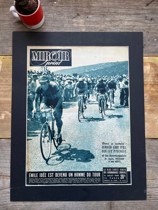 Vintage cycling print Tour de france1959 Charly Gaul Federico Bahamontes Pyrenees