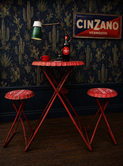 Vintage bottle top bar chair and table set