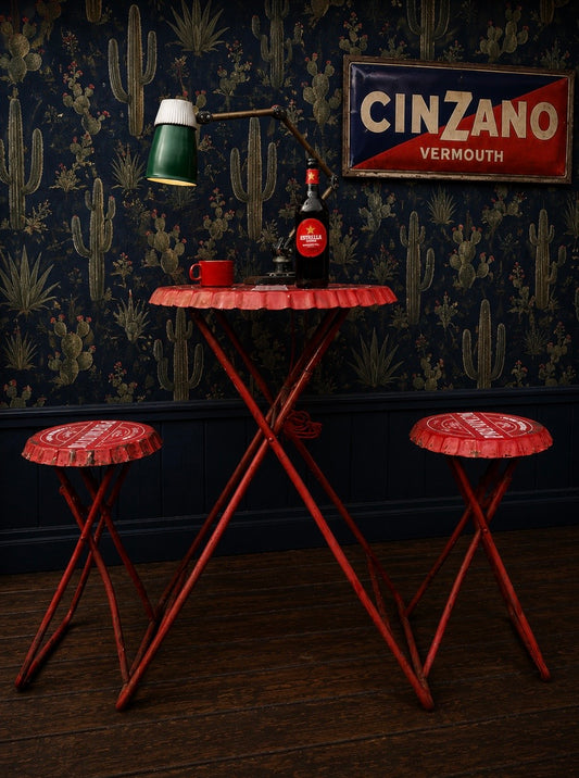 Vintage bottle top bar chair and table set