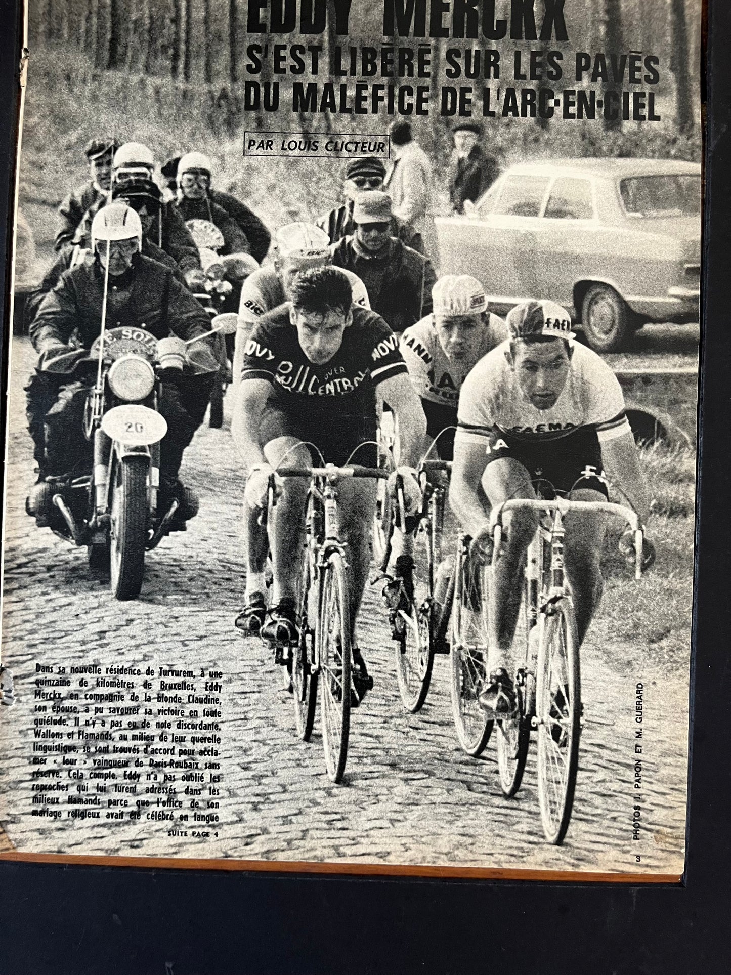 Eddy Merckx vintage cycling print 1968 Paris Roubaix Faema