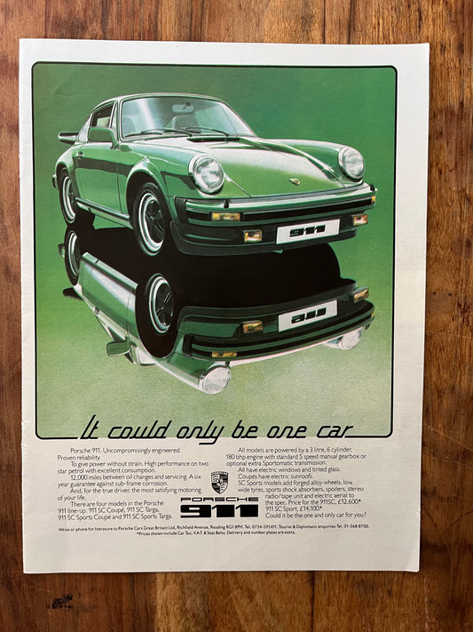 Vintage Porsche 911 Turbo advertising print 1979