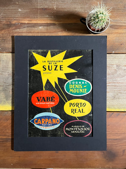 Vintage original advertising Print - Carpano, Suze, France, 1950'S