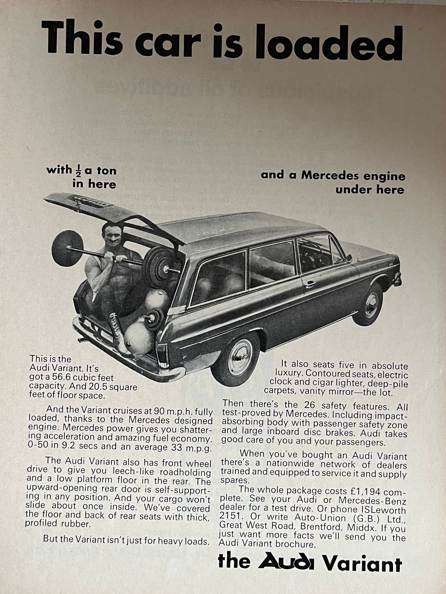 Set of three Audi / Auto Union original advertisements - Unframed