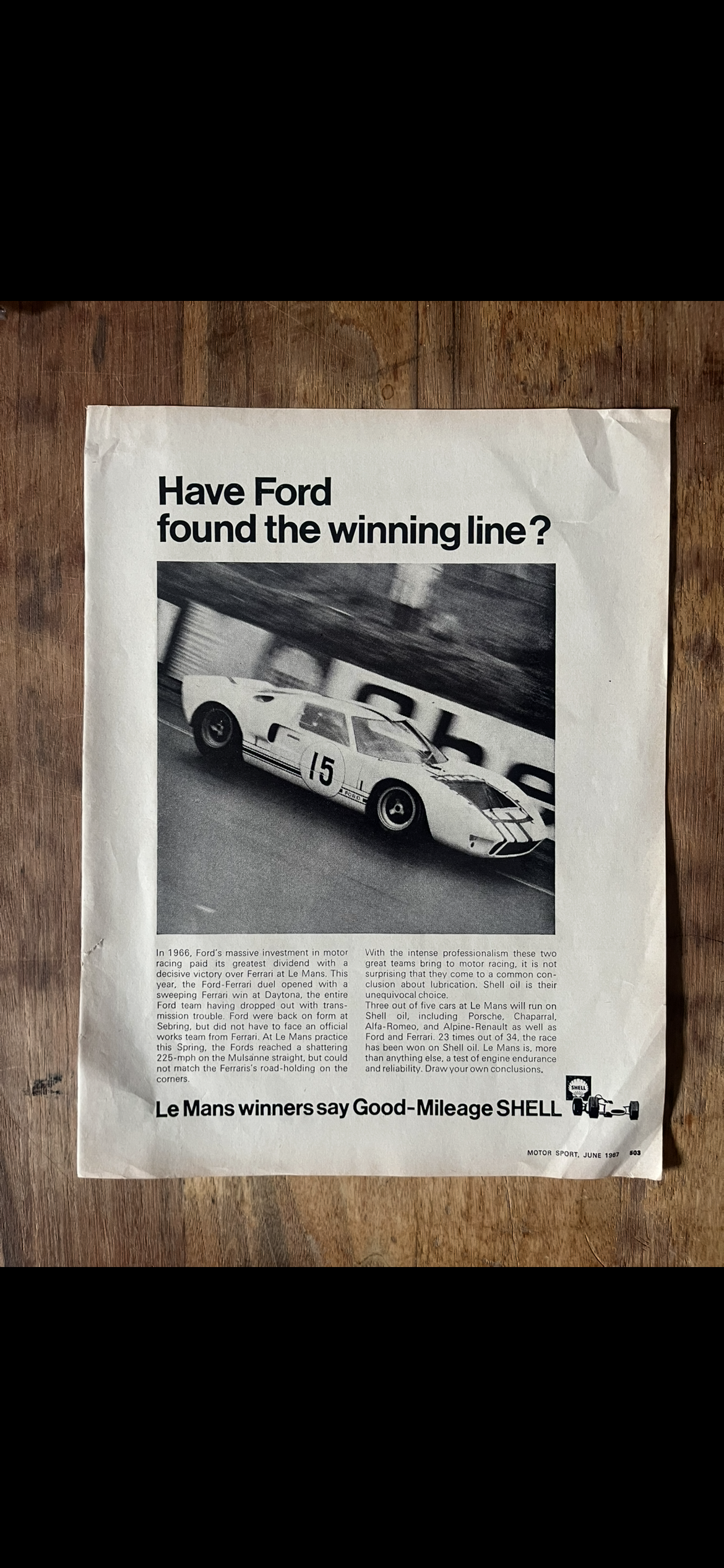 Ford Le Mans original vintage advertisement c1967