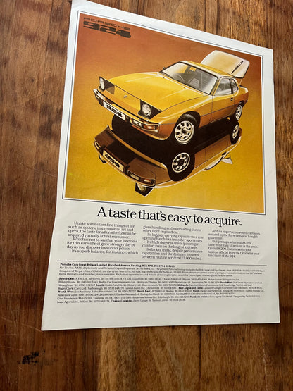 Vintage Porsche 924 advertising print 1978