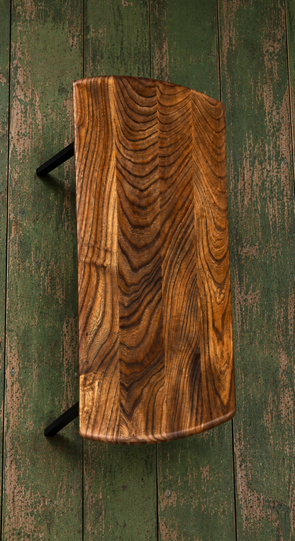 1950s James Leonard ESA side Table with reclaimed elm top