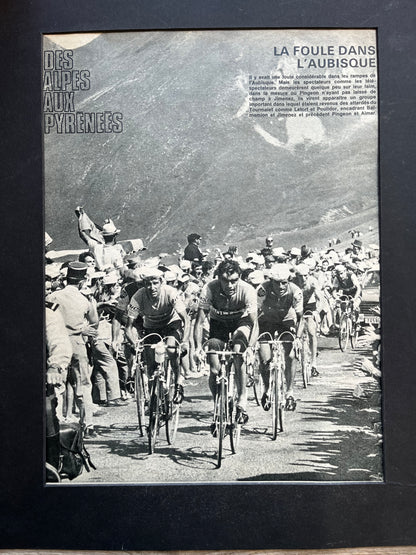 Vintage cycling Print -Tour de France, Pingeon, Jimenez 1965 Col d’Aubisque