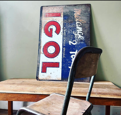IGOL French metal scooter oil sign c1950s