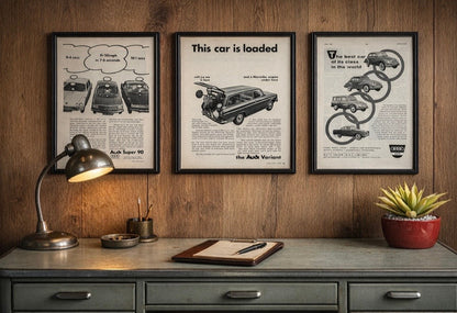 Set of three Audi / Auto Union original advertisements - Unframed