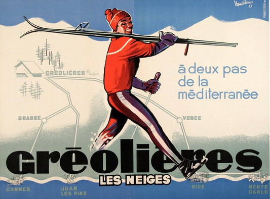 Vintage Ski poster  Greolieres  France 1963