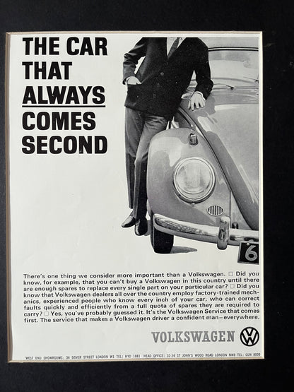 Vintage VW Volkswagen Beetle advertising print - 1960s