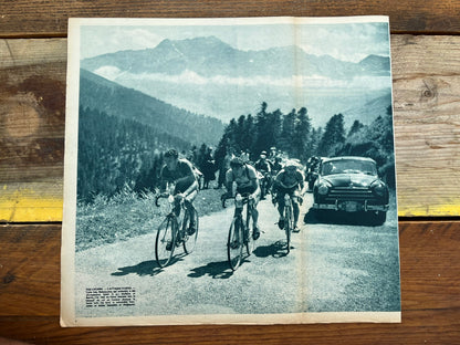 Vintage Cycling Print - Tour de France, Louison Bobet, Original  1955