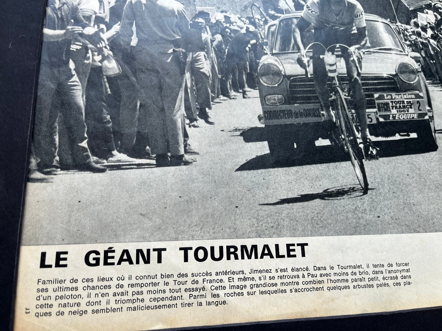 Vintage Cycling Print - Tour de France, col du Tourmalet Julio Jimenez 1965