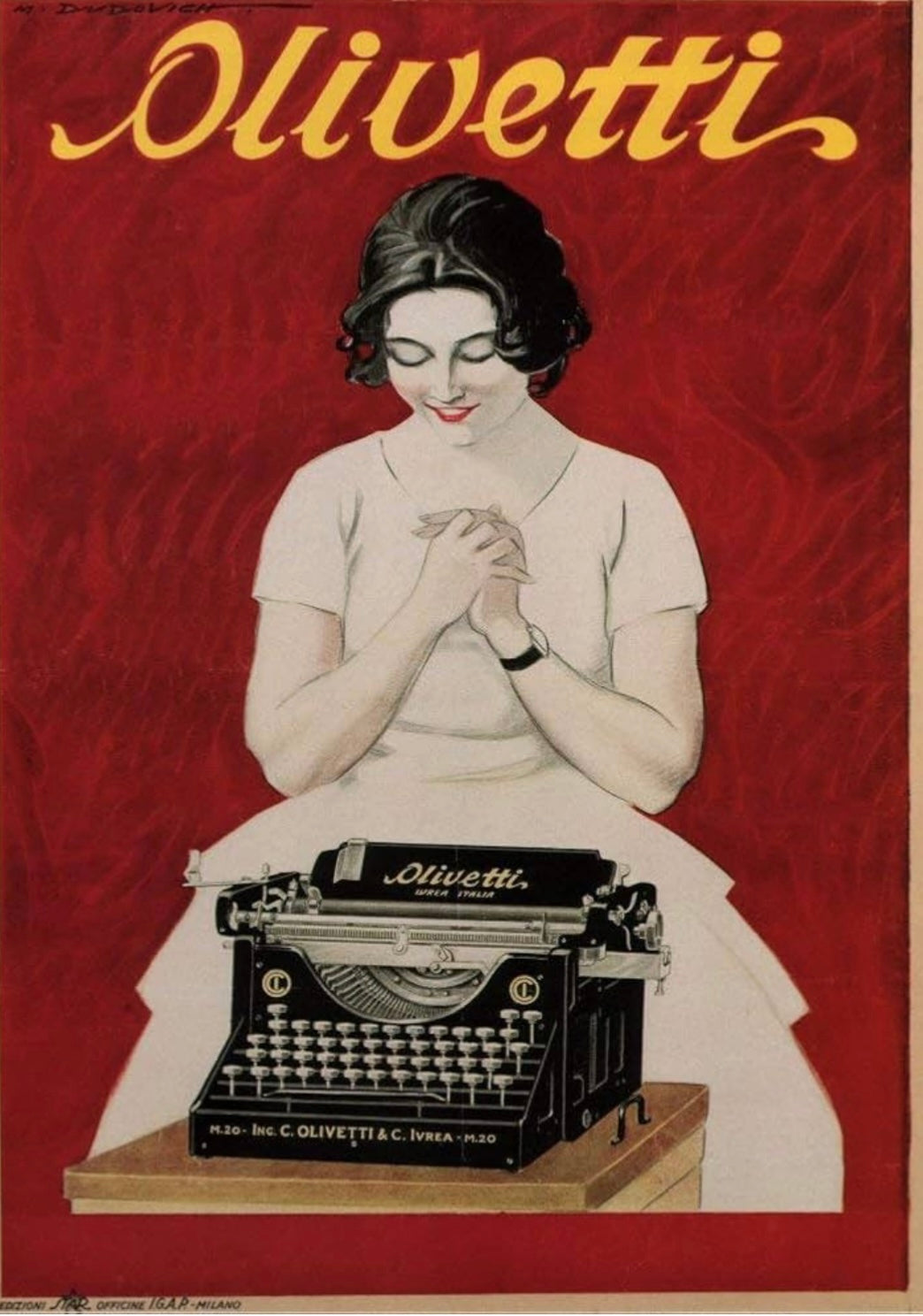 Olivetti typewriter advertisement - Marcello Dudovich c1921