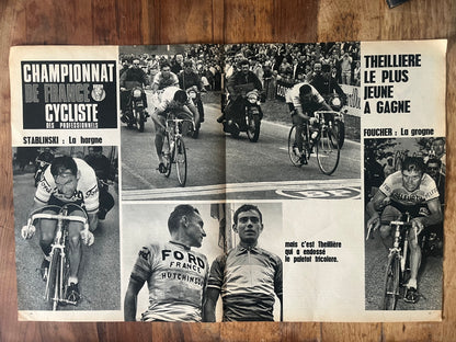 Vintage Tour de France cycling print c1966 Jean Stablinkski Jean Claude Theilliere - Unframed