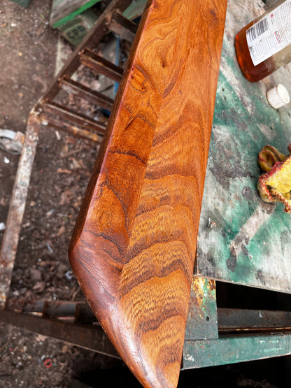 Custom made reclaimed elm shelving