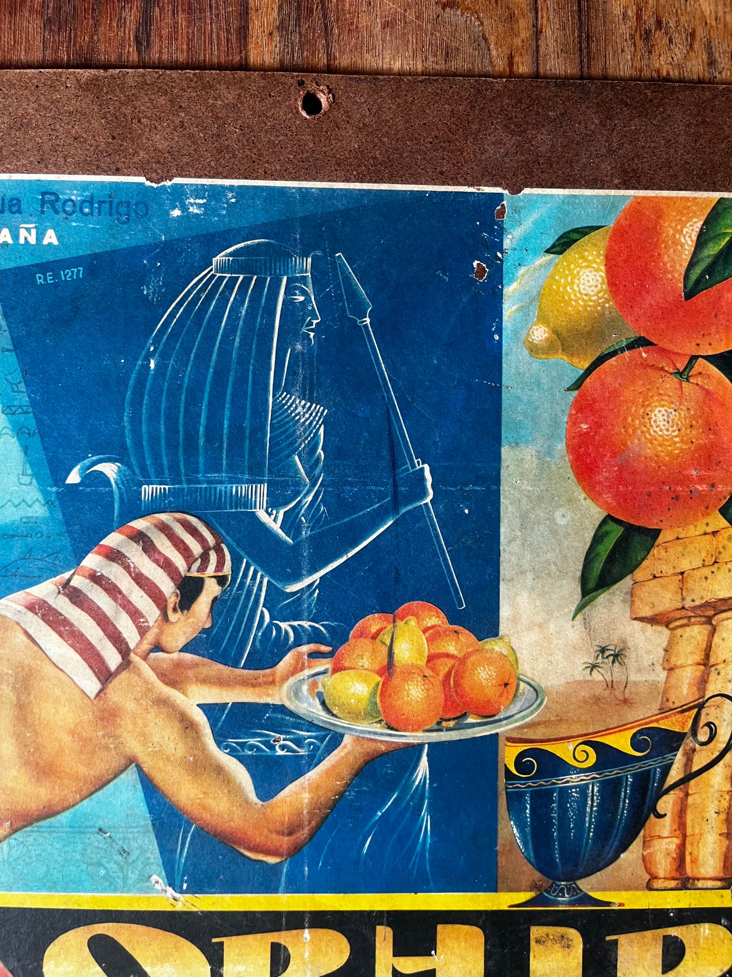 Vintage Spanish Orange crate artwork - Ophir