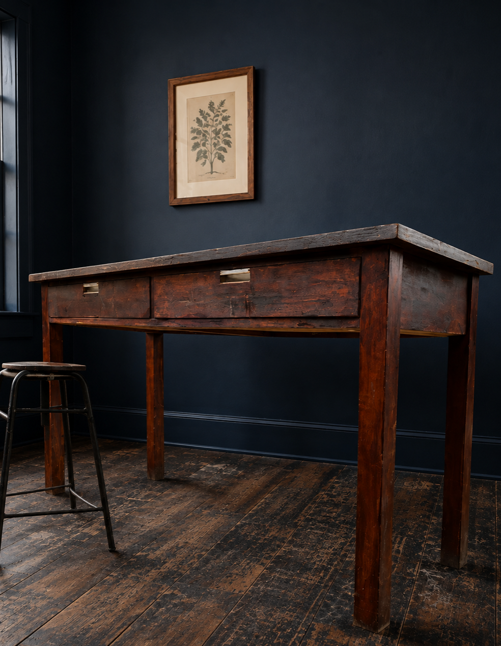 Iroko science lab table / desk from Smithdon school brutalist design c1954