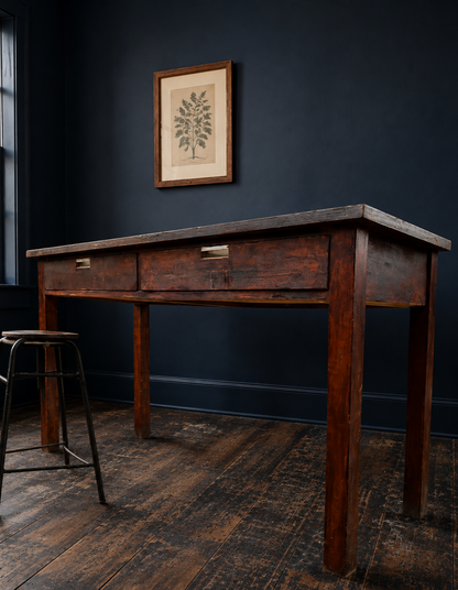 Iroko science lab table / desk from Smithdon school brutalist design c1954
