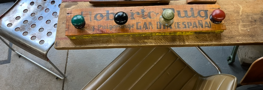 Reclaimed Spanish orange crate coat hanger