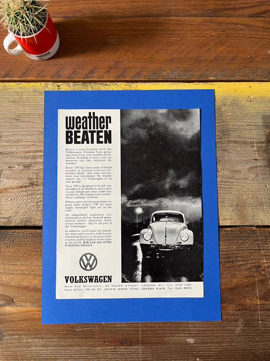 Vintage VW Volkswagen Beetle advertising print - 1960s