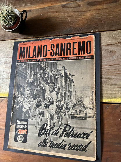 Vintage Cycling Print - Loretto Petrucci 1953 Milan San Remo