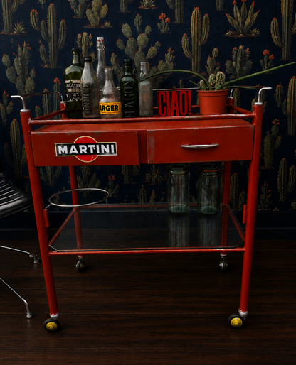 Vintage Martini logo drinks trolley ex medical
