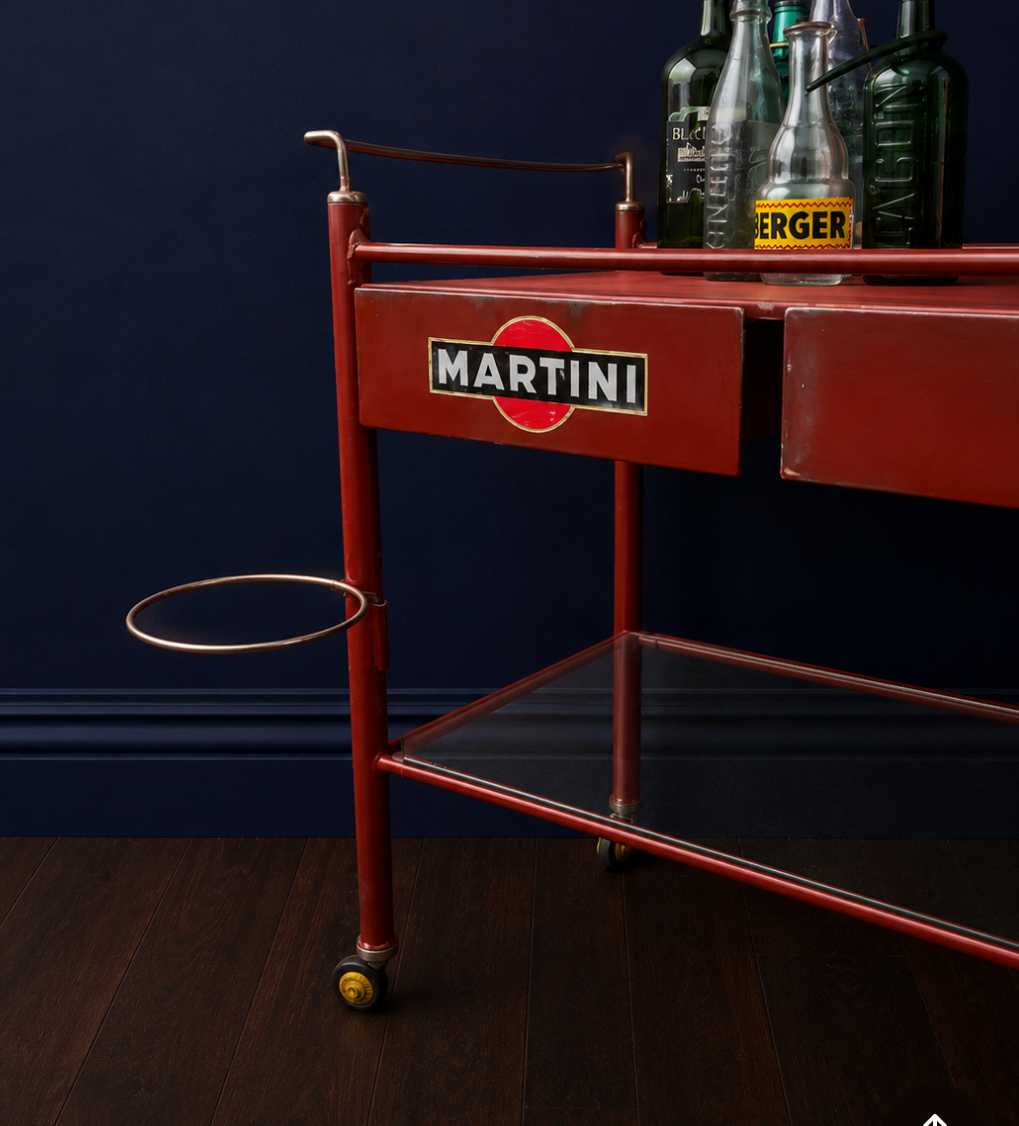 Vintage Martini logo drinks trolley ex medical