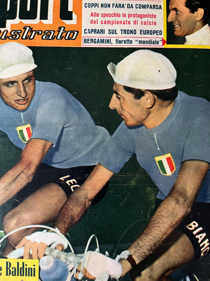 Vintage Cycling Print - Fausto Coppi Ercole Baldini 1957 Trofeo Baracchi