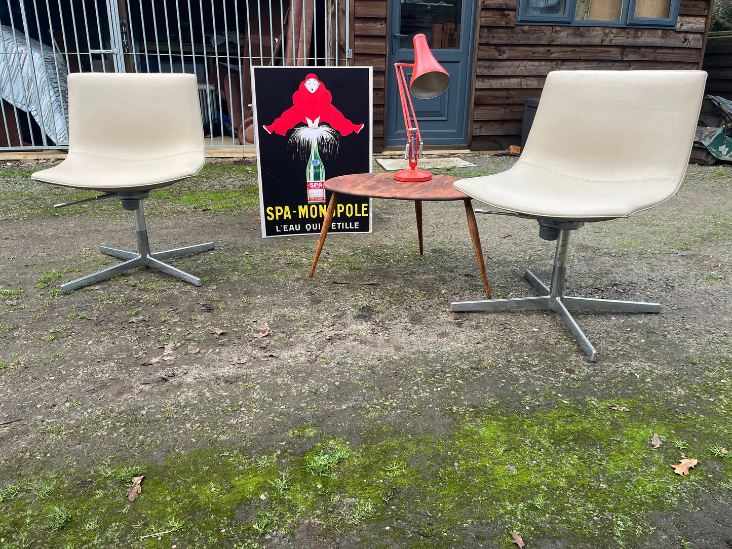 ARPER CATIFA 60 SWIVEL CHAIR STUDIO / OFFICE - CREAM LEATHER - PAIR