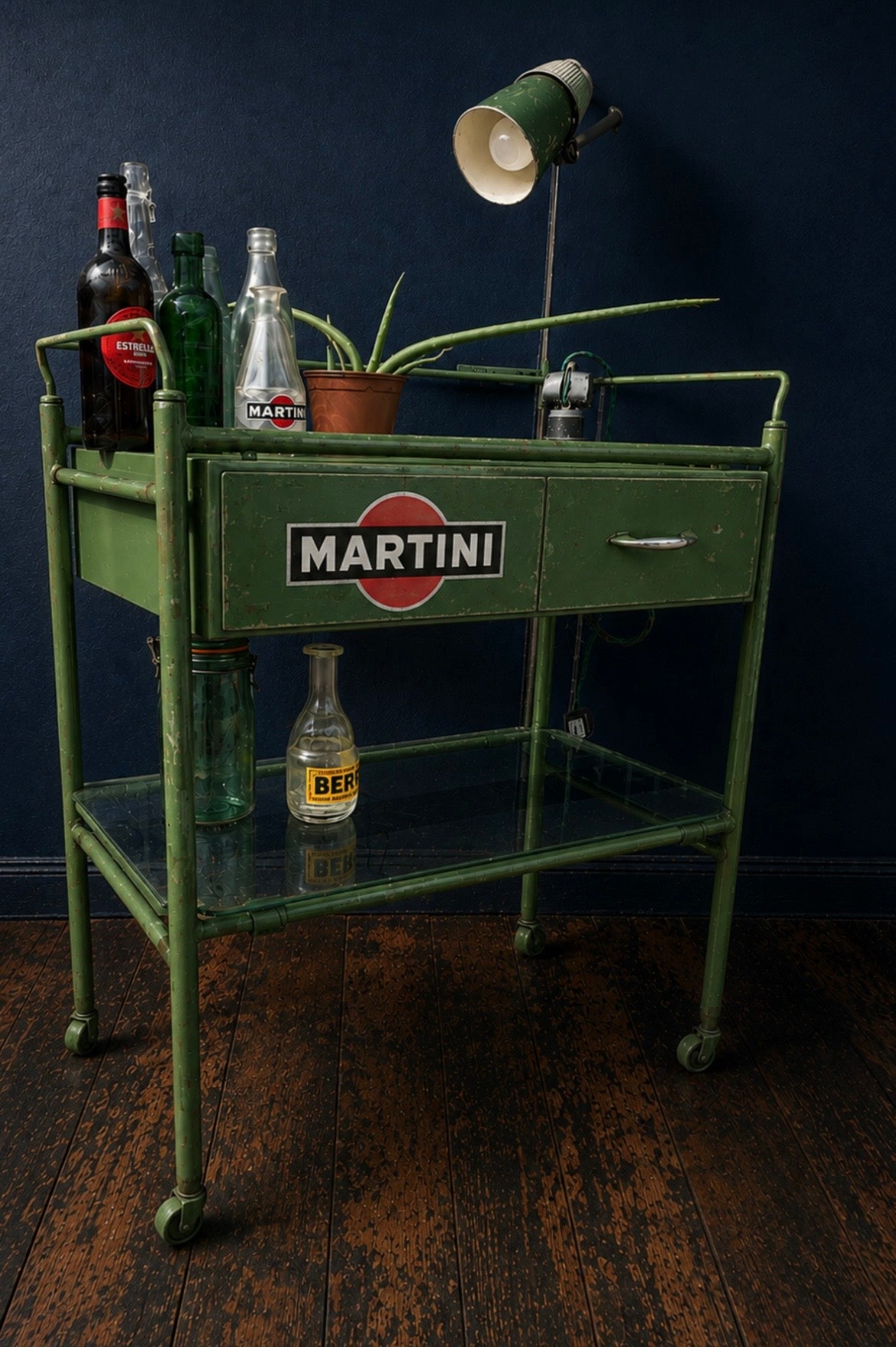 Vintage Martini logo drinks trolley ex medical