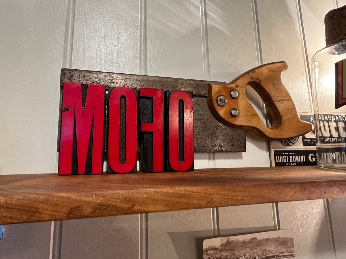 “MOFO” artwork from reclaimed Printing blocks