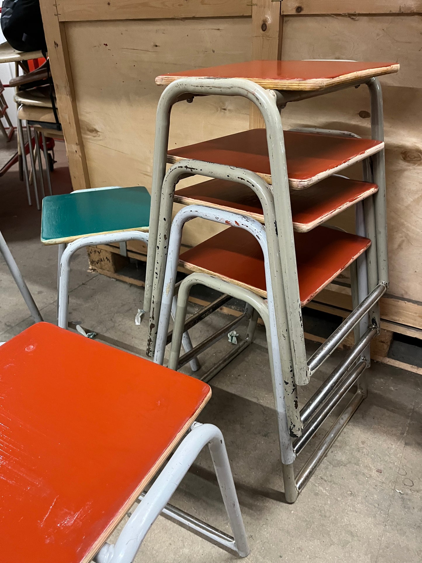 Vintage school Stacking lab stools