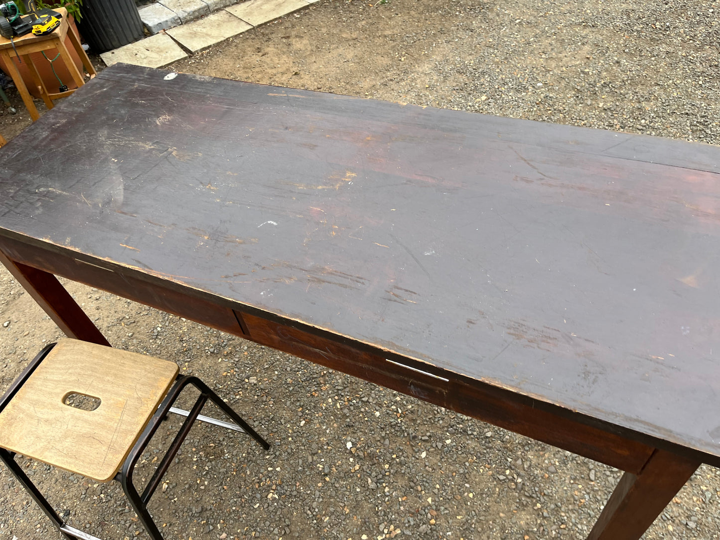 Iroko science lab table / desk from Smithdon school brutalist design c1954
